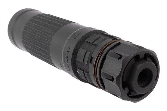 Rifle suppressor with KeyMo Mount, black.